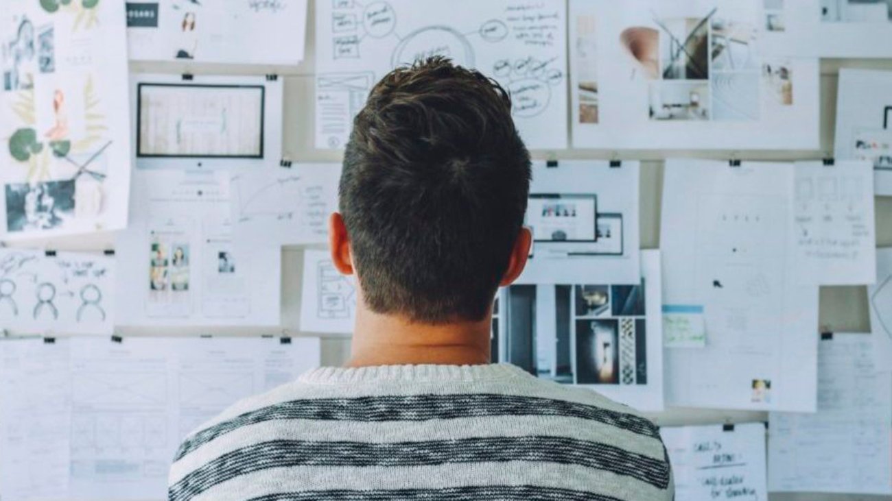 Business plan on wall